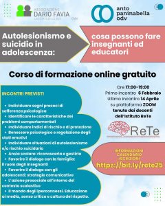 Autolesionismo e suicidio in adolescenza: cosa possono fare insegnanti ed educatori